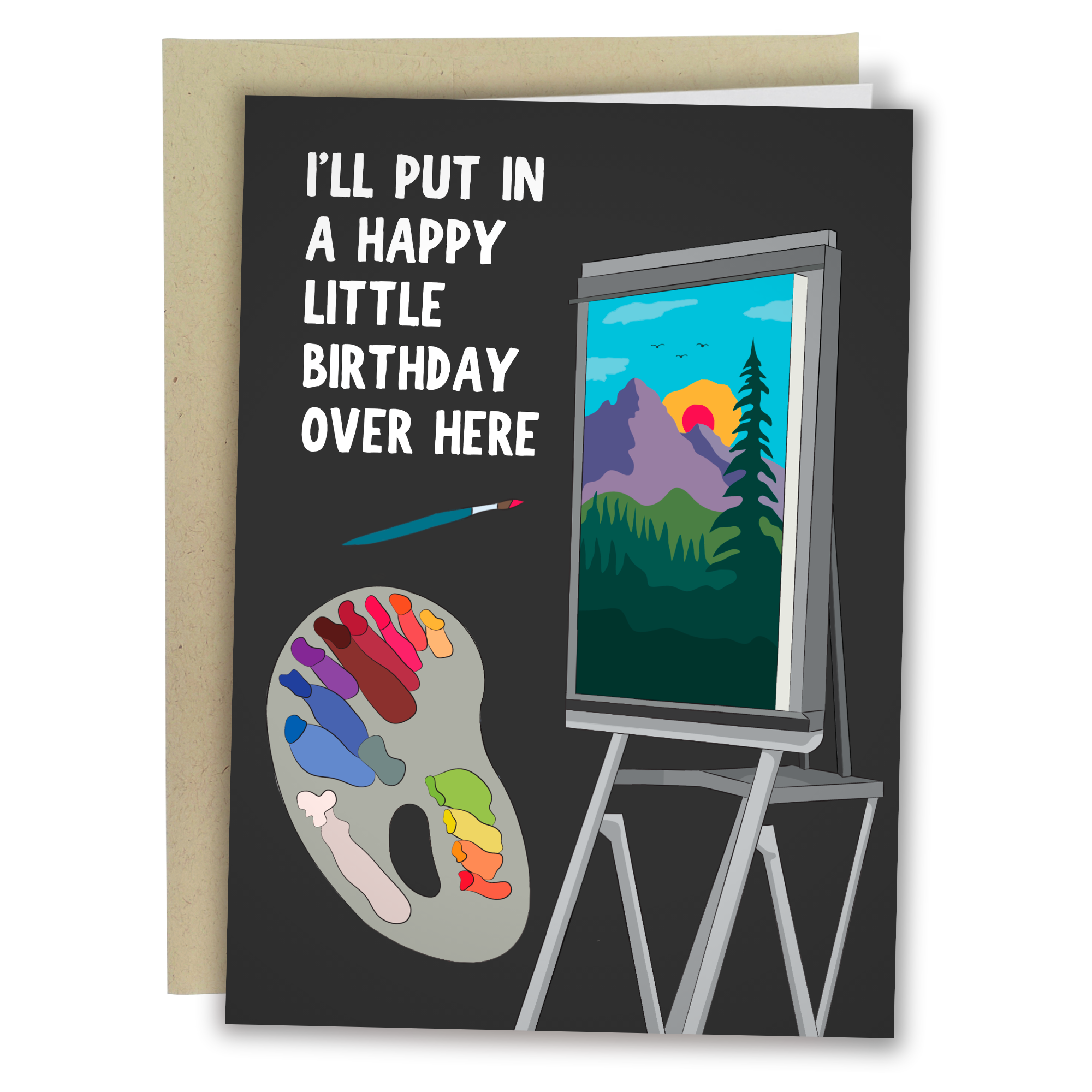 Two Dog Painted Artwork Birthday Greeting Card For Him Her