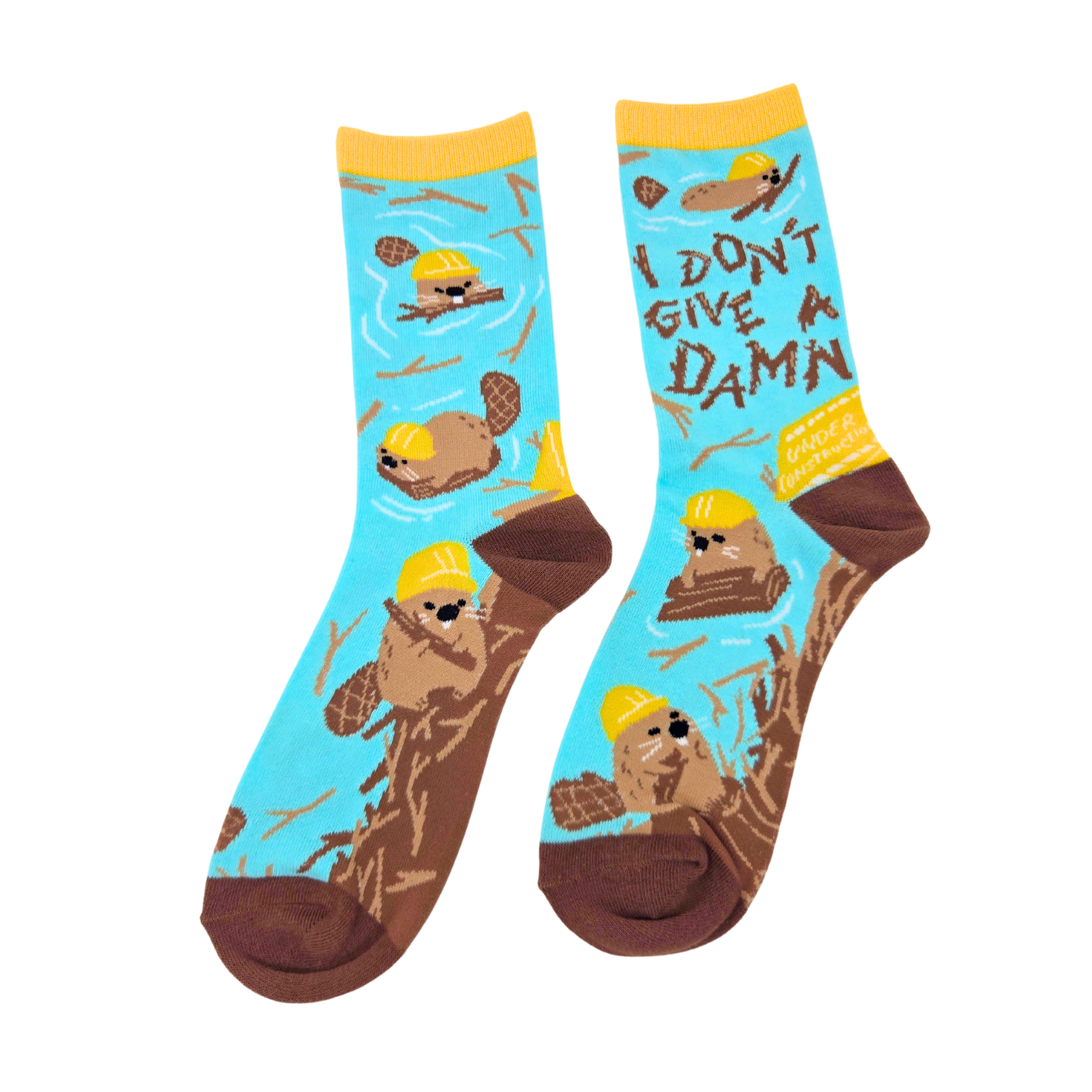 I Don't Give A Damn Beaver Socks - Women's Funny Crew Socks