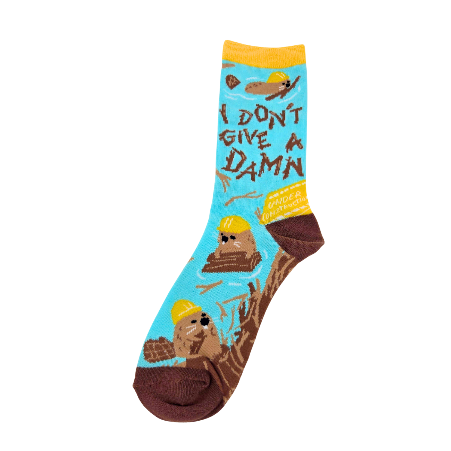 I Don't Give A Damn Beaver Socks - Women's Funny Crew Socks
