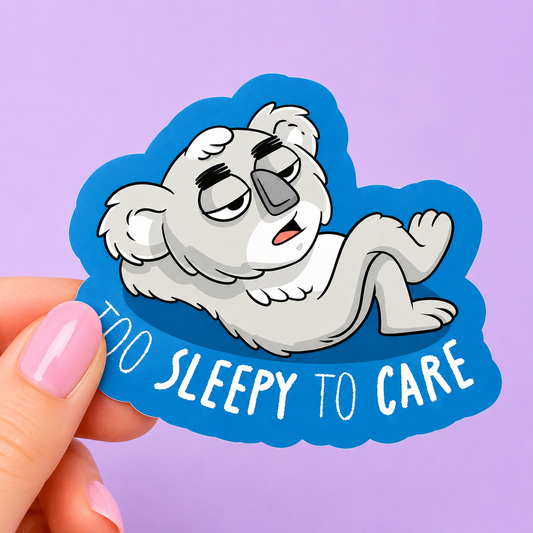 Too Sleepy To Care Koala - Funny Vinyl Sticker