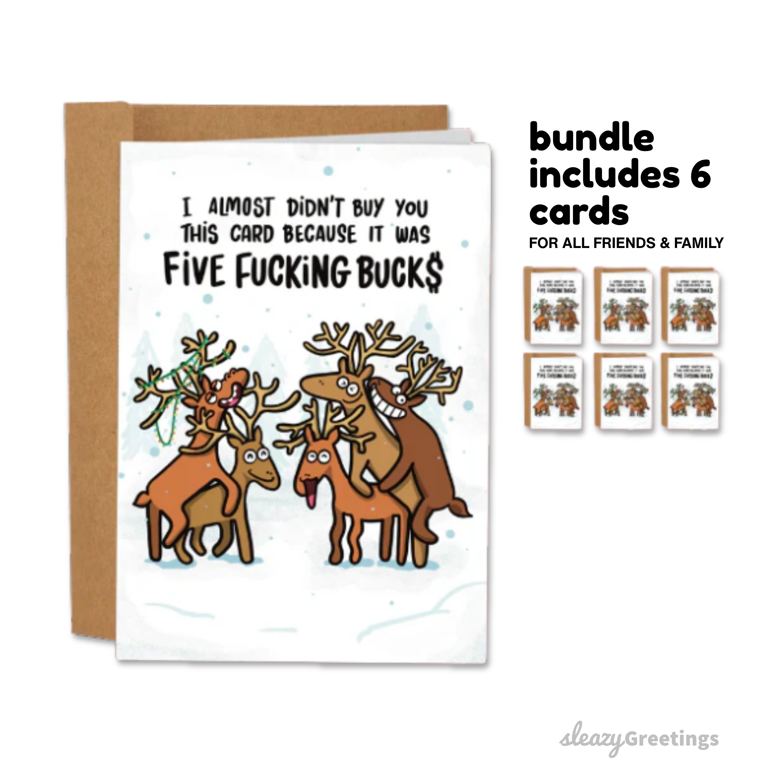 Five Fucking Bucks Bundle | Funny Christmas Card