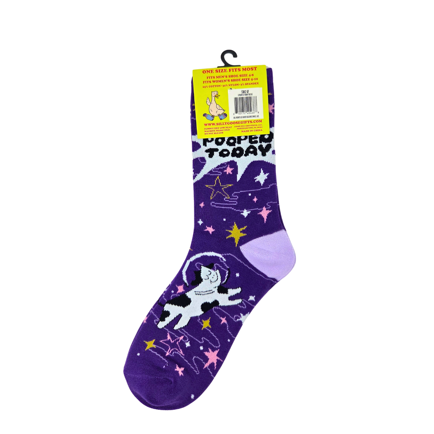 I Pooped Today Cow Space Socks - Women's Funny Crew Socks