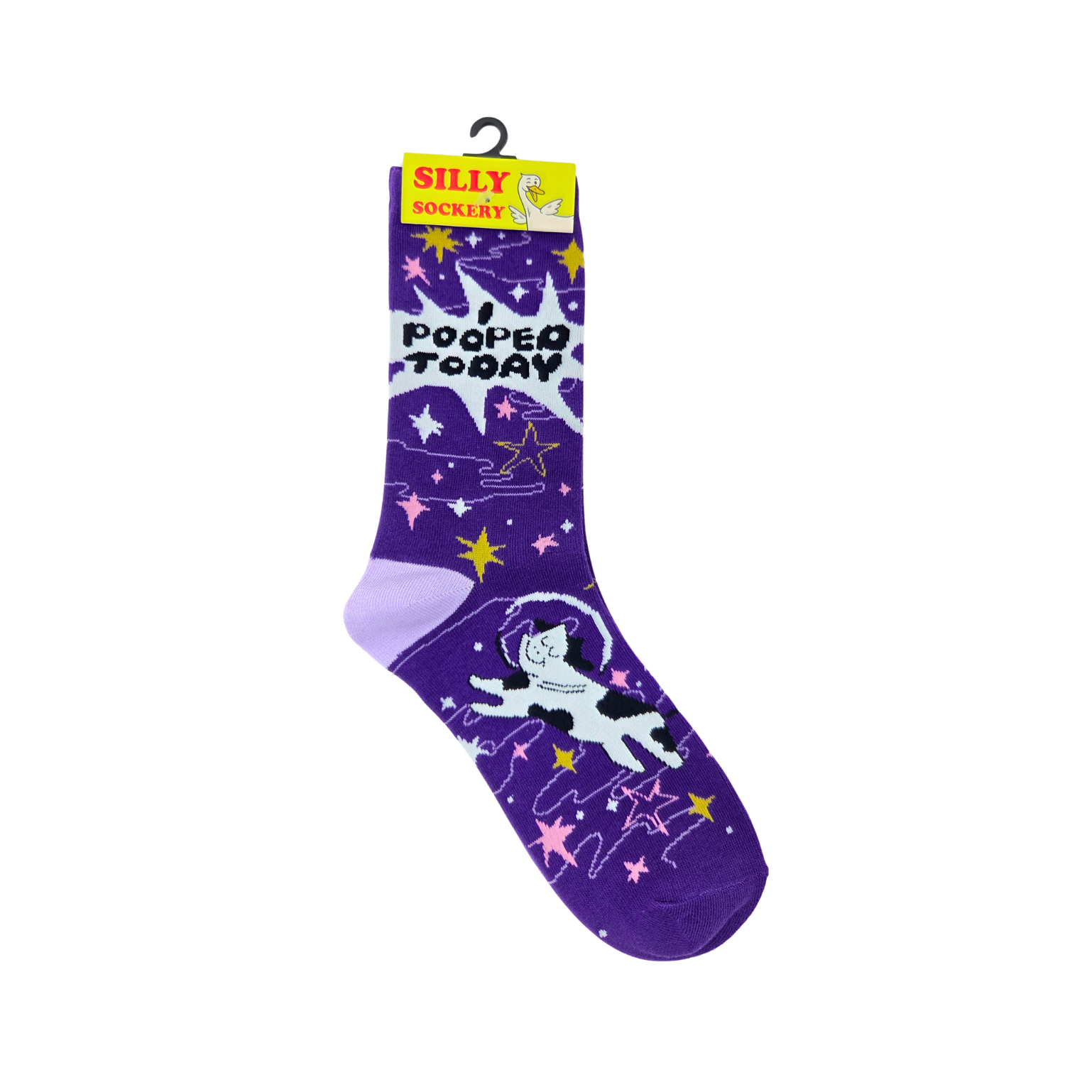 I Pooped Today Cow Space Socks - Women's Funny Crew Socks