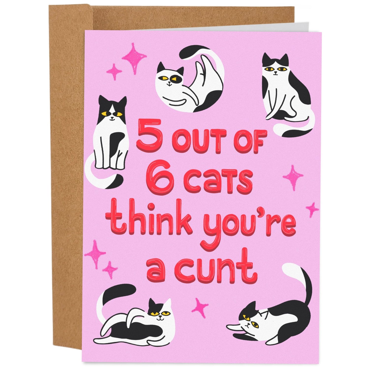 5 Cats Think You're A Cunt - Sleazy Greetings - greetingcard