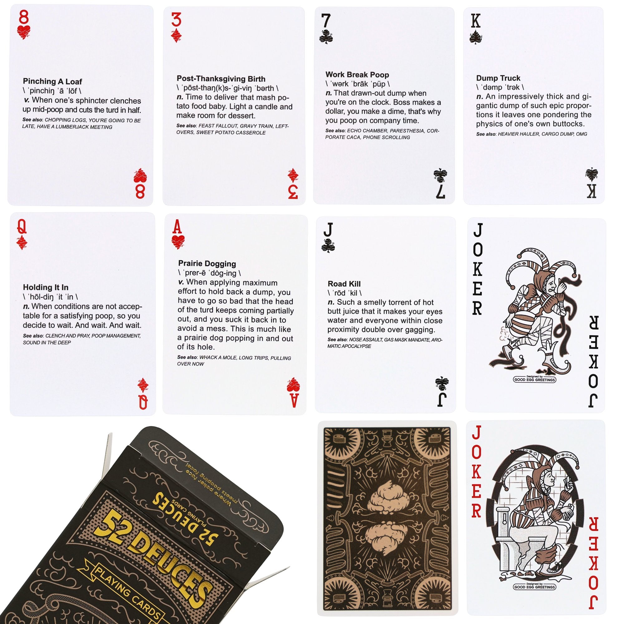 52 Deuces Playing Cards - Sleazy Greetings - greetingcard