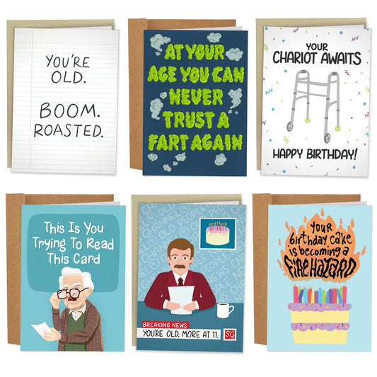 6 For The Old Farts Card Set - Sleazy Greetings - greetingcard