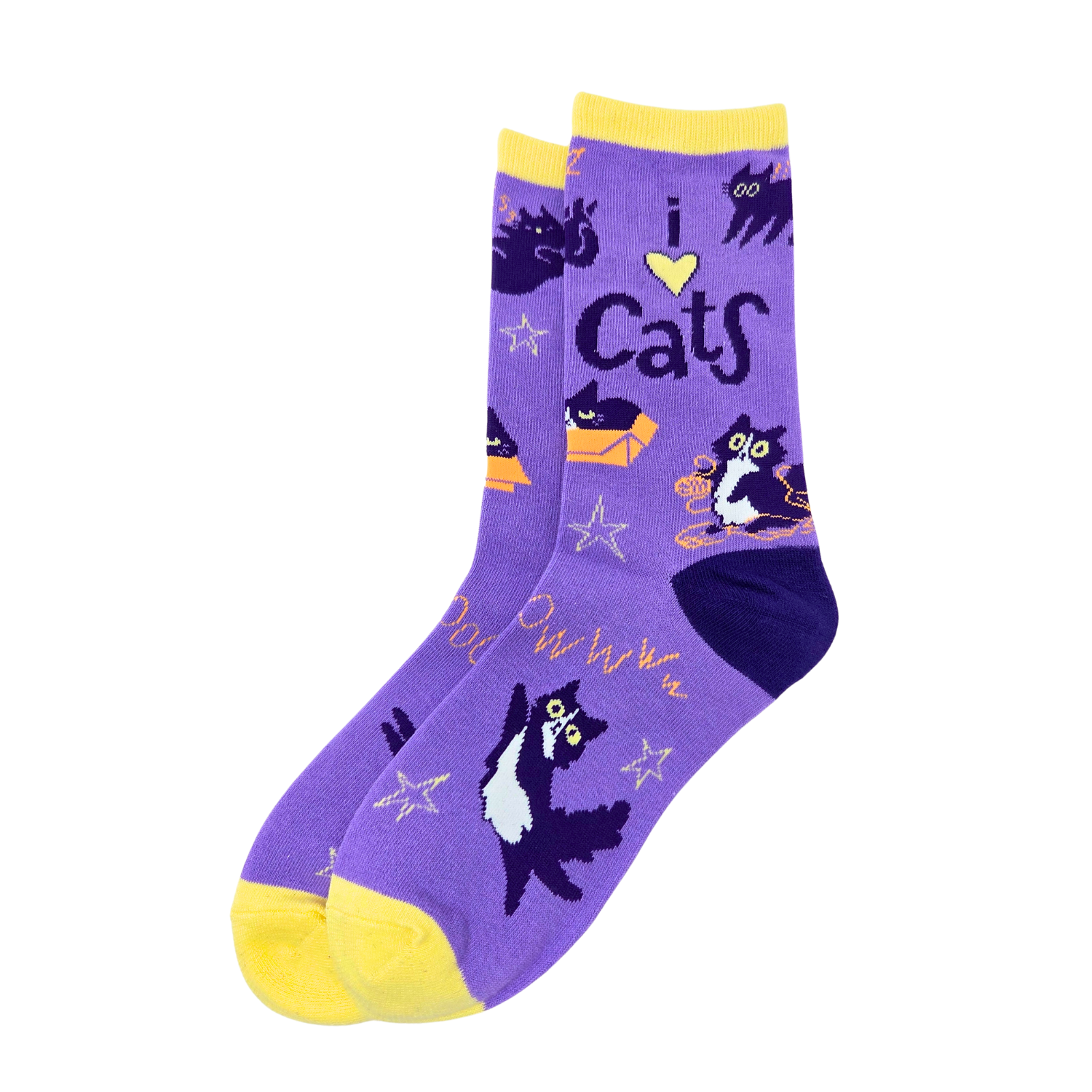 I Love Cats - Women's Funny Crew Socks