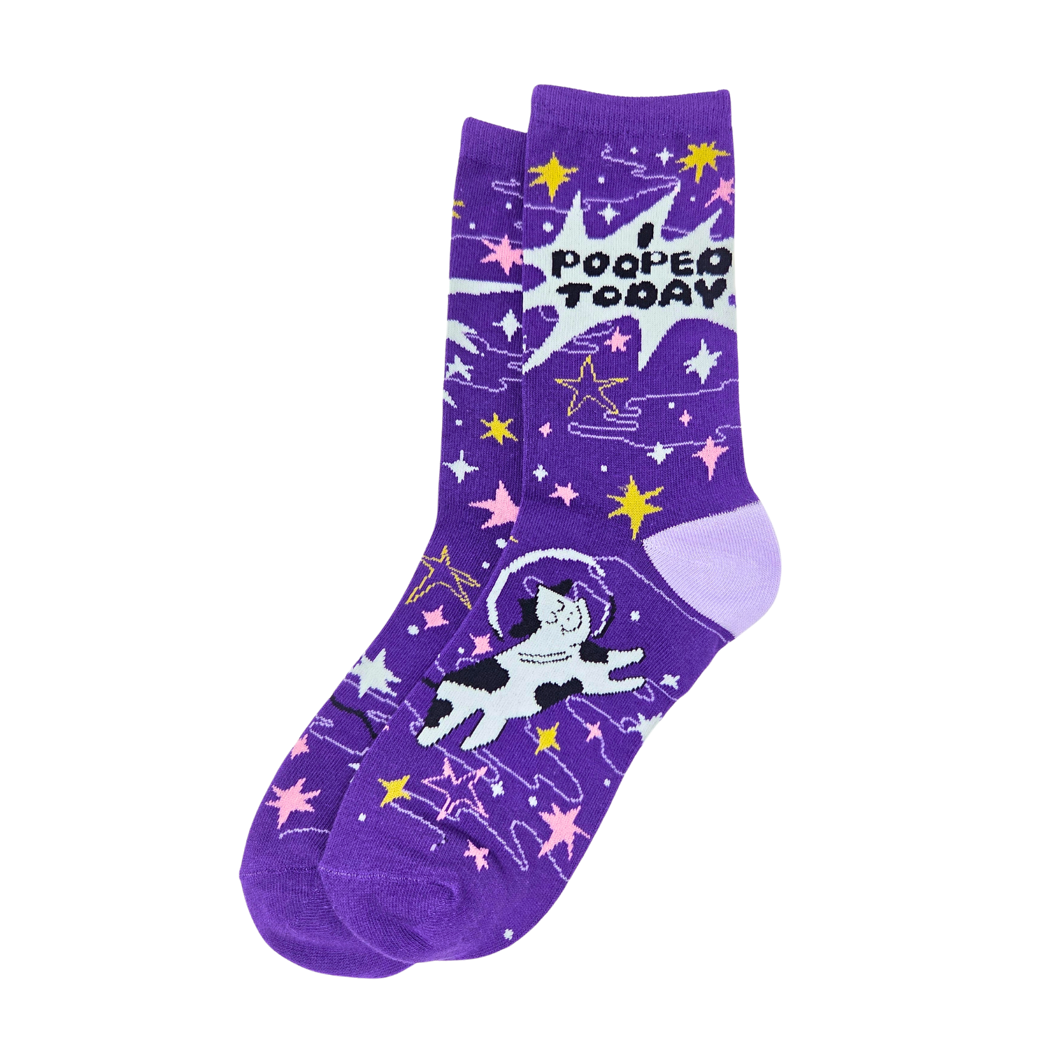 I Pooped Today Cow Space Socks - Women's Funny Crew Socks