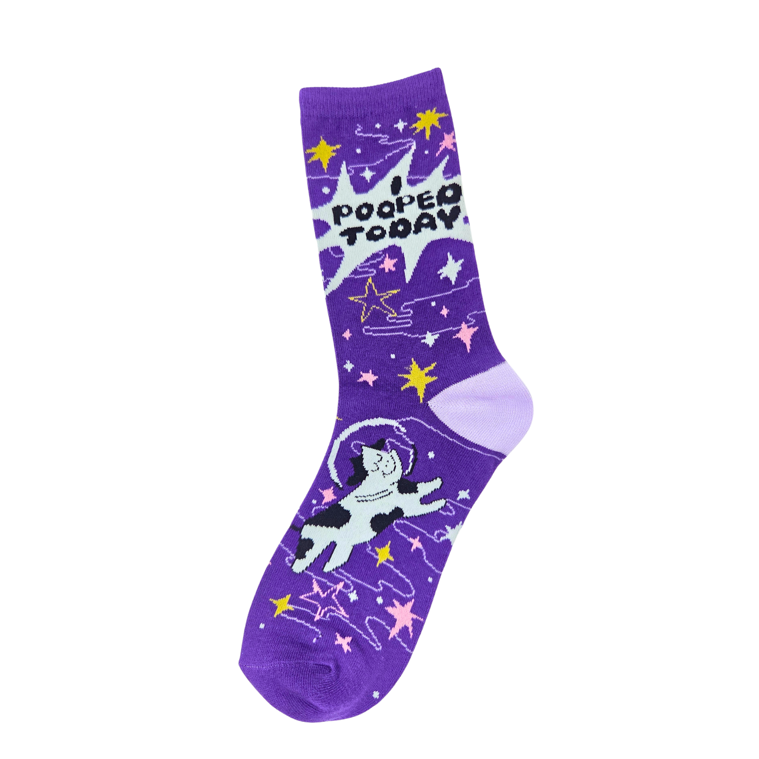 I Pooped Today Cow Space Socks - Women's Funny Crew Socks