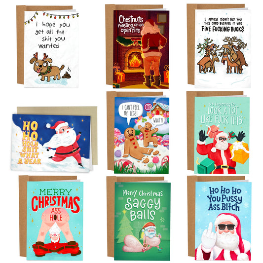 9 Worst Christmas Cards Ever Set - Sleazy Greetings - greetingcard