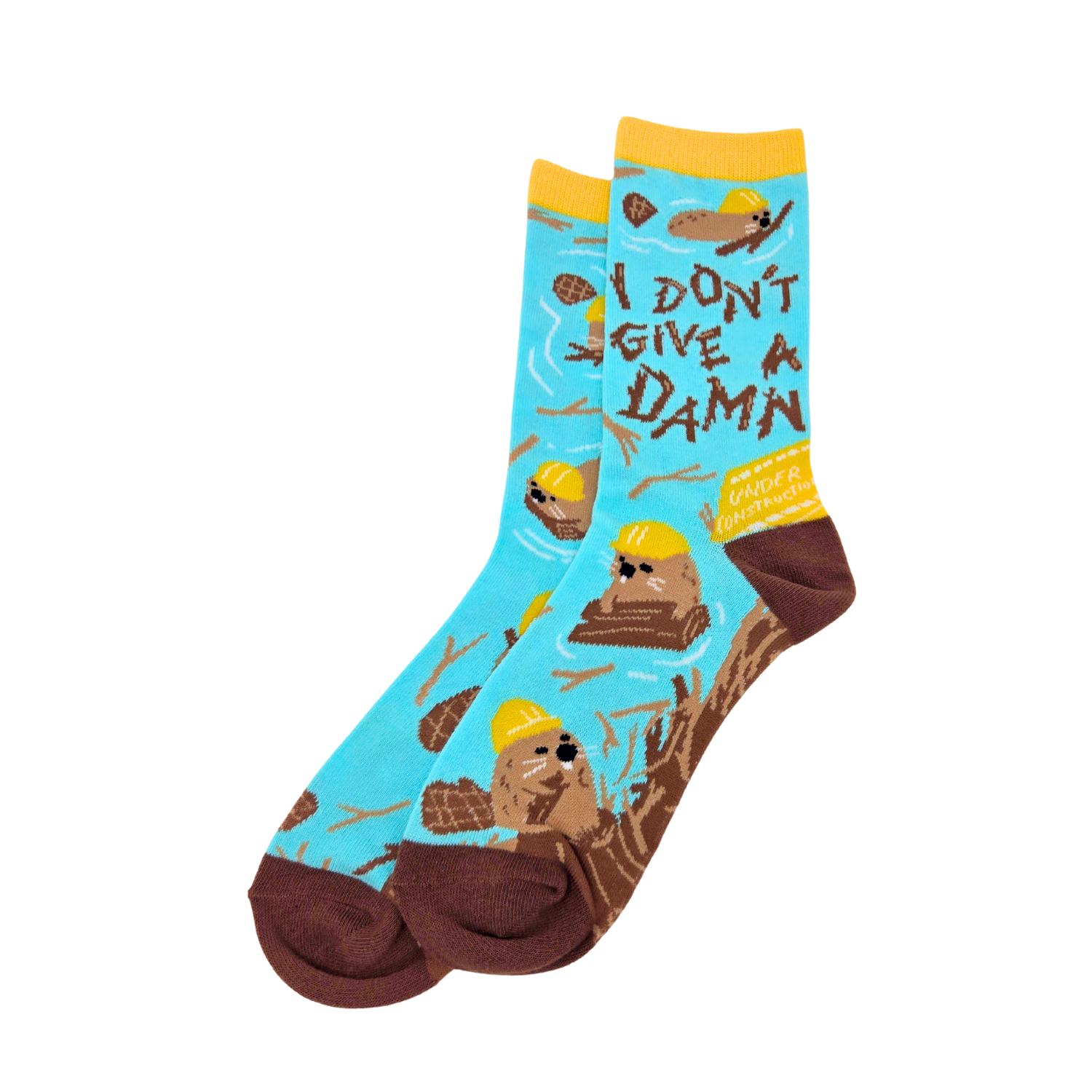 I Don't Give A Damn Beaver Socks - Women's Funny Crew Socks