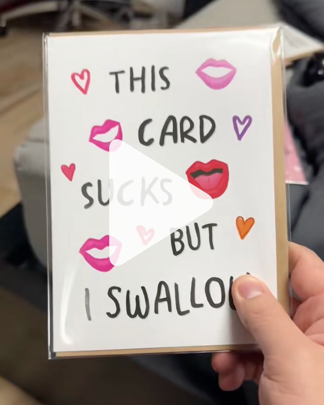 dad reading a sleazy greeting card