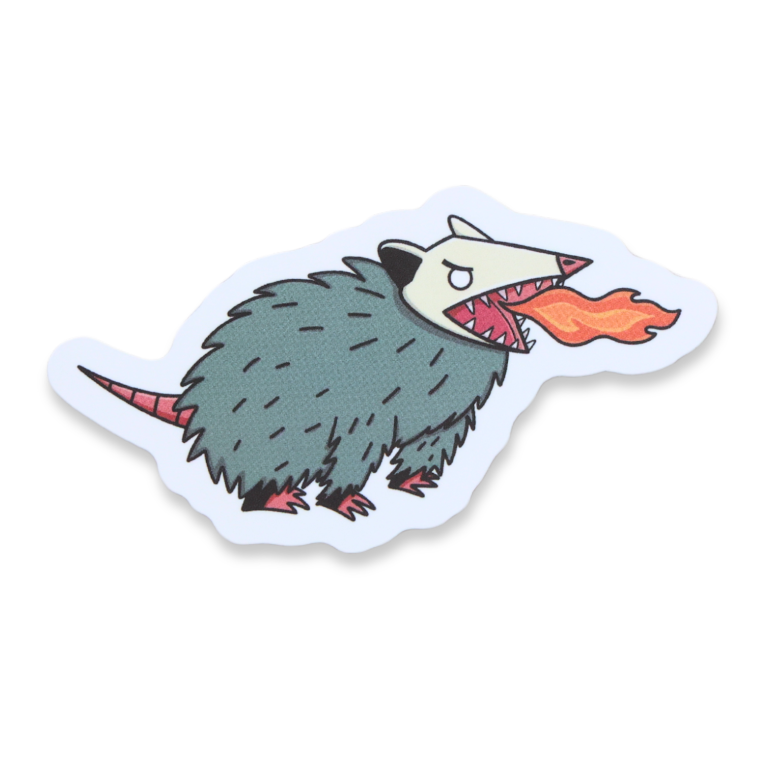 Crude Opossum Breathing Fire Sticker