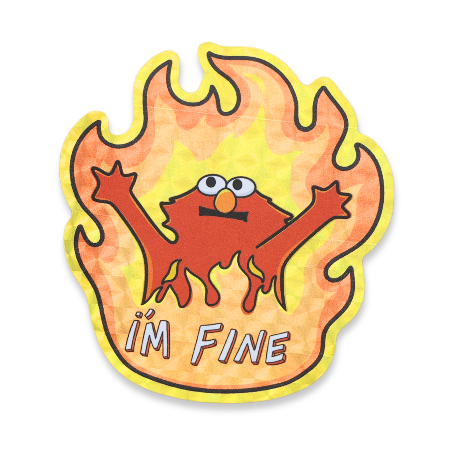 Sad Elmo Sticker Emo Elmo On Fire I'm Fine Glitter Shiny Sticker – Sleazy Greetings