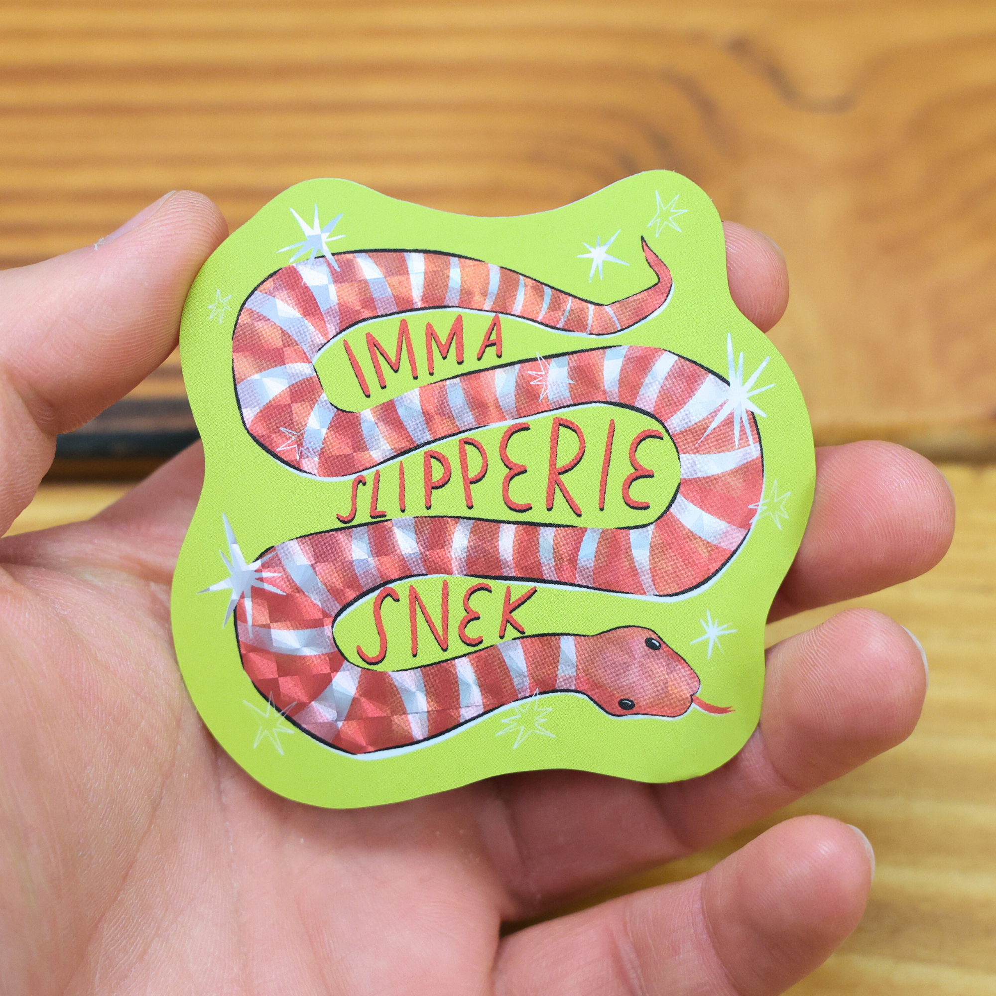 Imma Slipperie Snek Shiny Glitter Sticker