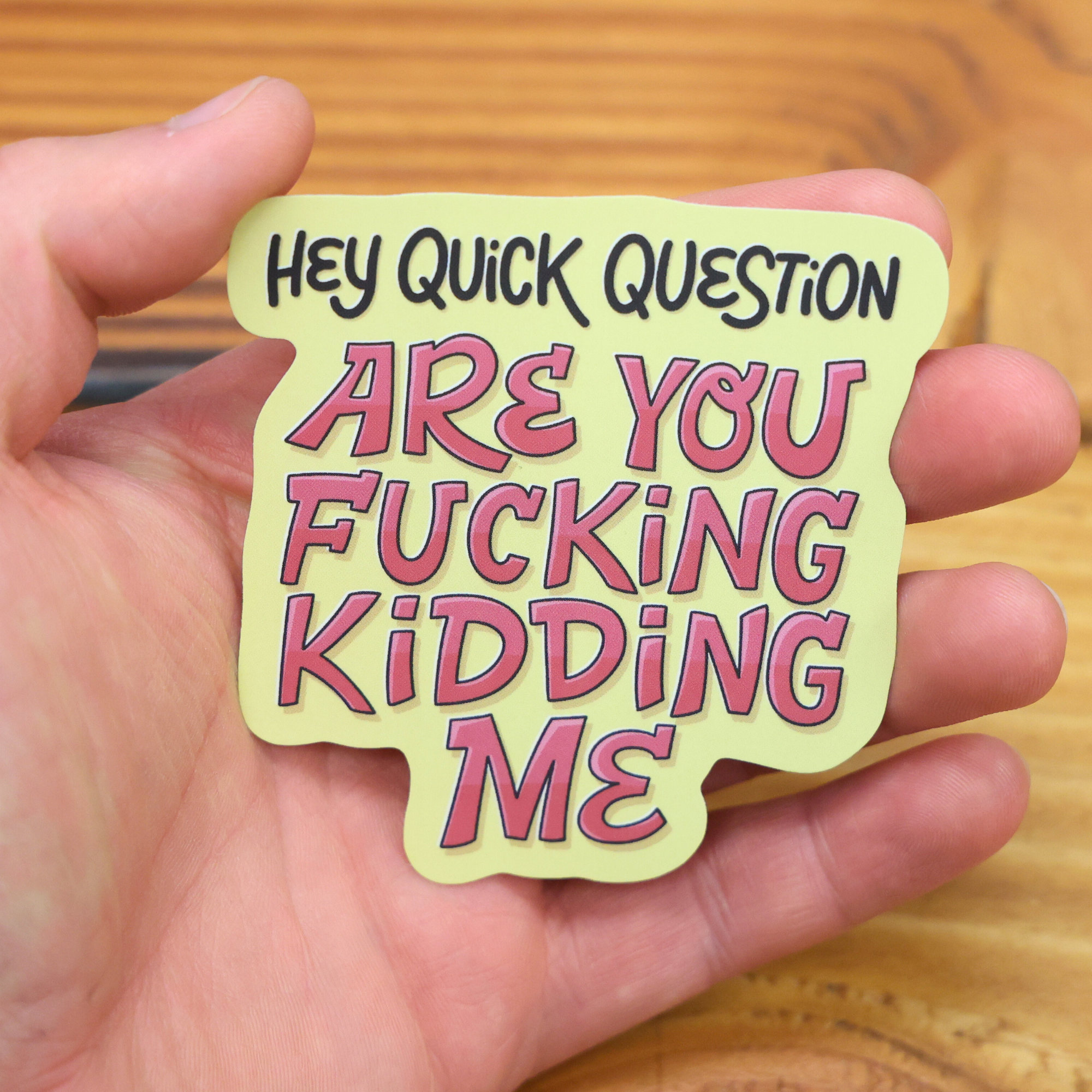 Hey Quick Question Are You Fuckin Kidding Me Sticker