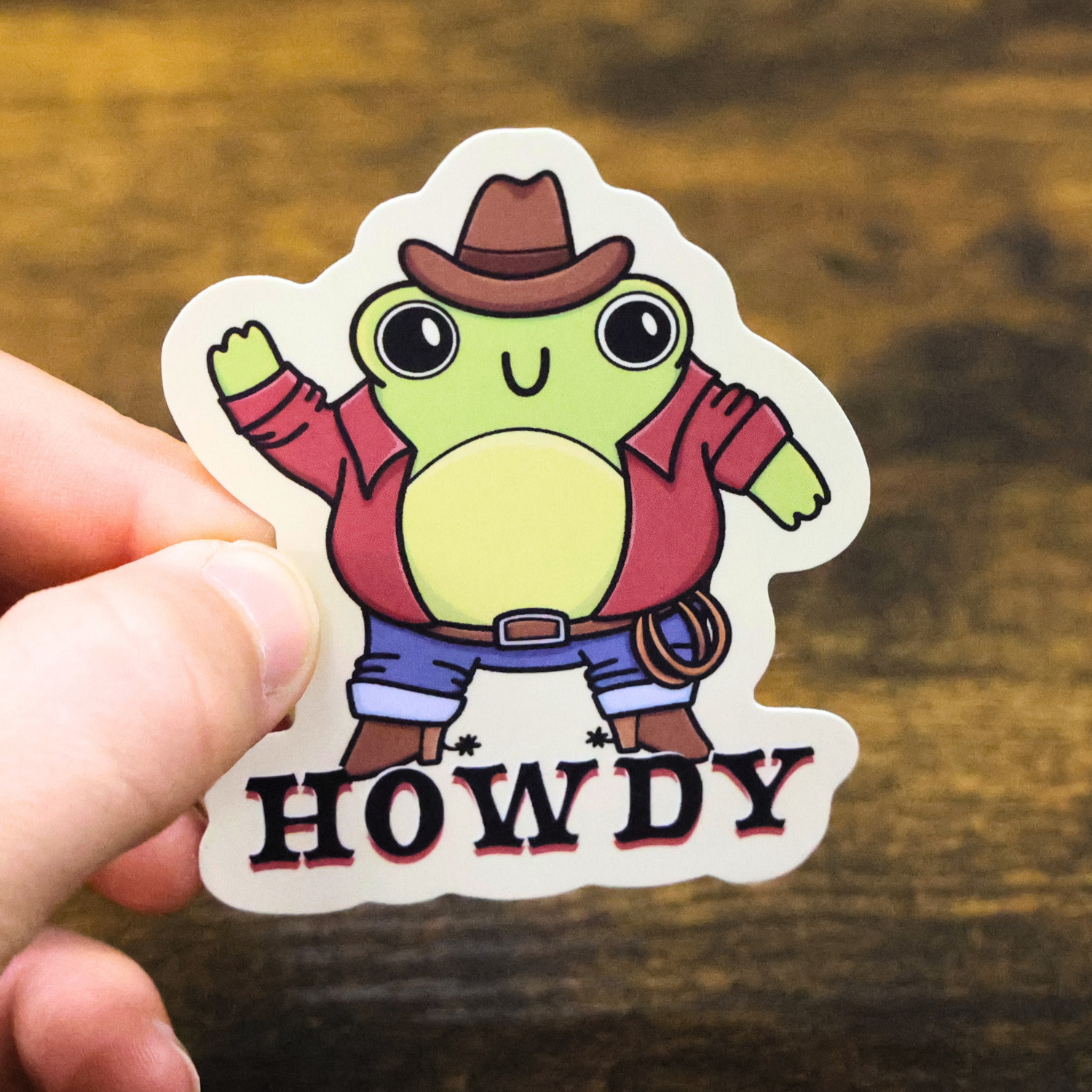 Cowboy Frog Funny Vinyl Sticker