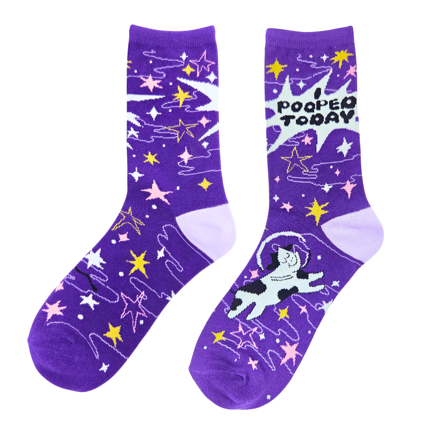 I Pooped Today Cow Space Socks - Women's Funny Crew Socks