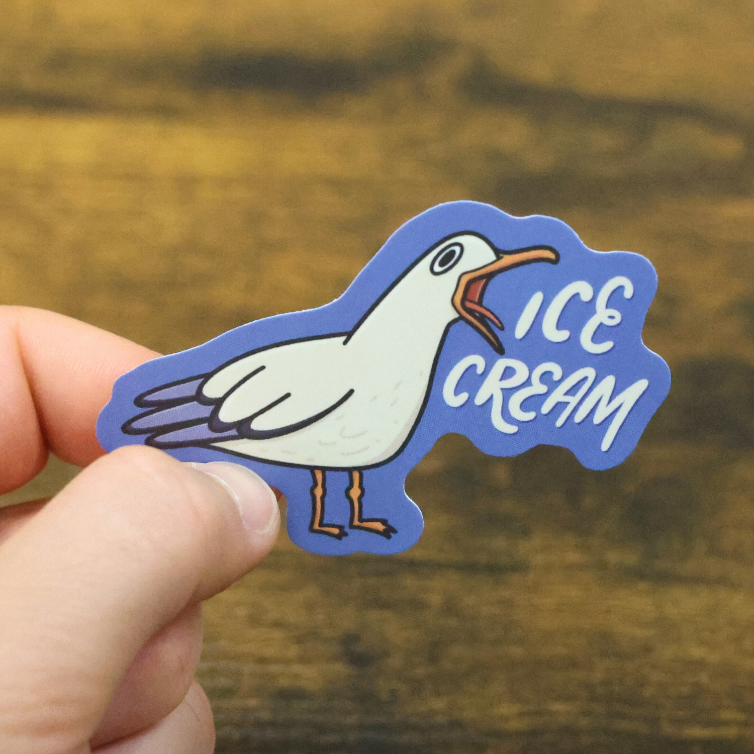 Seagull Screaming Ice Cream Funny Vinyl Sticker