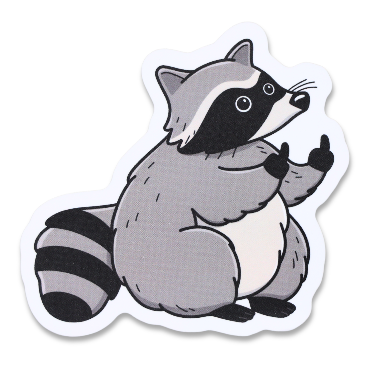 Fat Chubby Raccoon Middle Finger Funny Vinyl Sticker