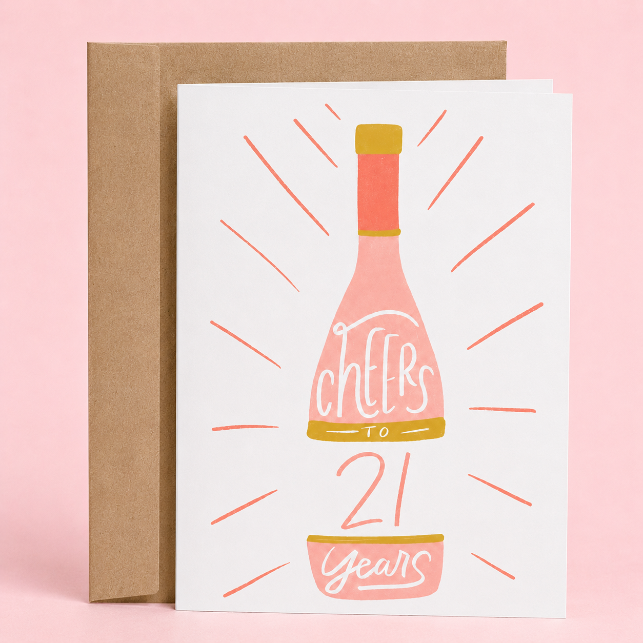 Sleazy Greetings funny 21st birthday card featuring a champagne bottle and the phrase “Cheers to 21 Years,” a humorous twenty-first birthday card for friends, family, son, daughter, brother, sister, coworker, or anyone celebrating their 21st birthday.