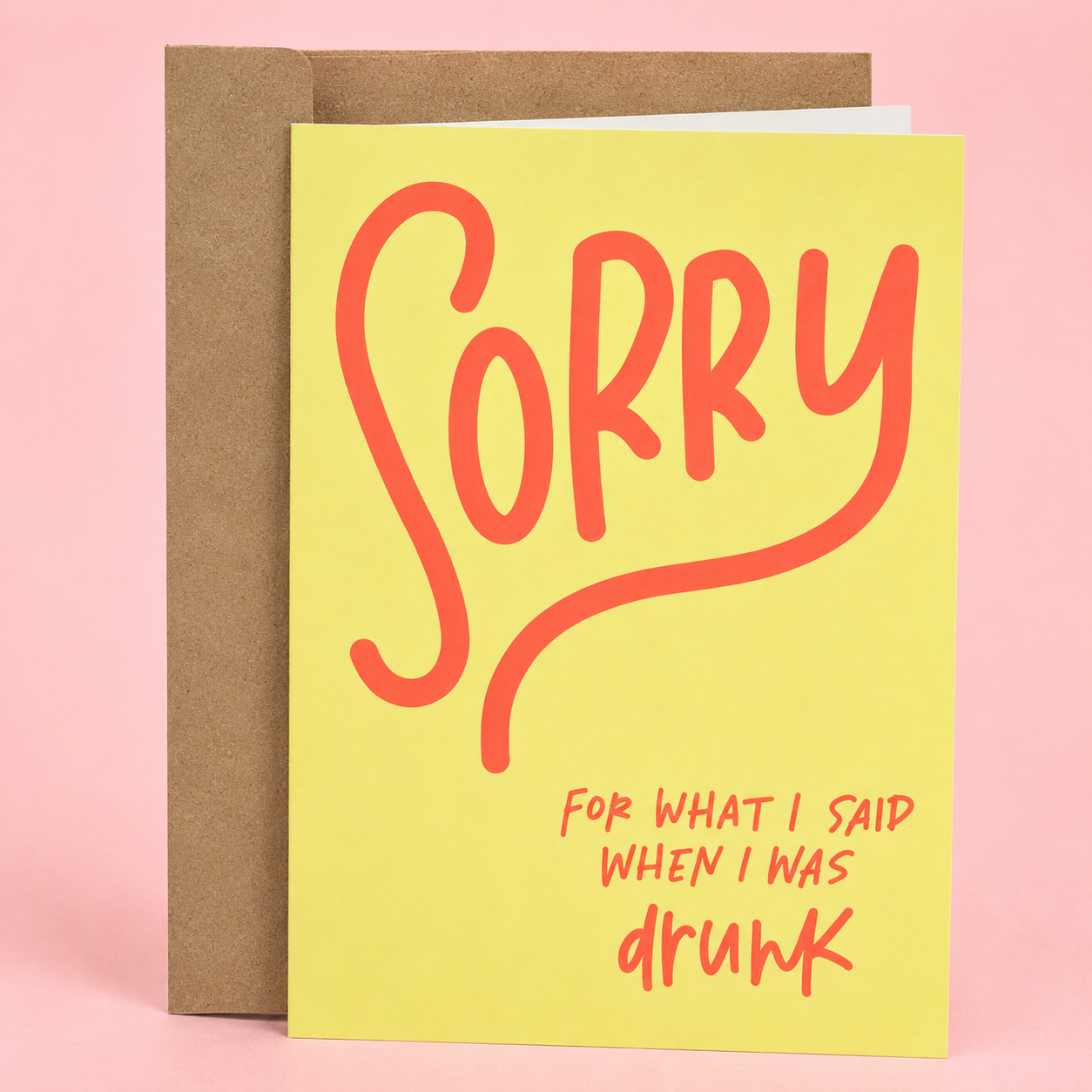 Sleazy Greetings funny apology greeting card featuring the phrase “Sorry for What I Said When I Was Drunk,” a humorous sorry card for friends, boyfriend, girlfriend, husband, wife, coworker, or anyone who appreciates sarcastic humor.