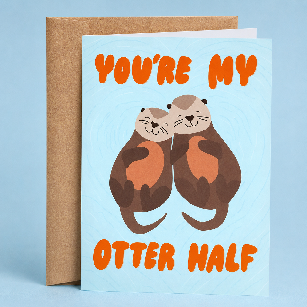 Sleazy Greetings funny love greeting card featuring adorable otters and the phrase “You’re My Otter Half,” a cute romantic card for boyfriend, girlfriend, husband, wife, anniversary, Valentine’s Day, or relationship gift.