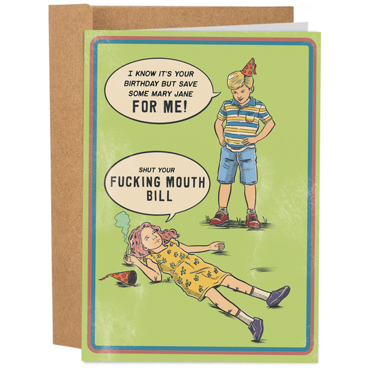 Save Some Mary Jane For Me Birthday Card - 70's Vintage Marijuana