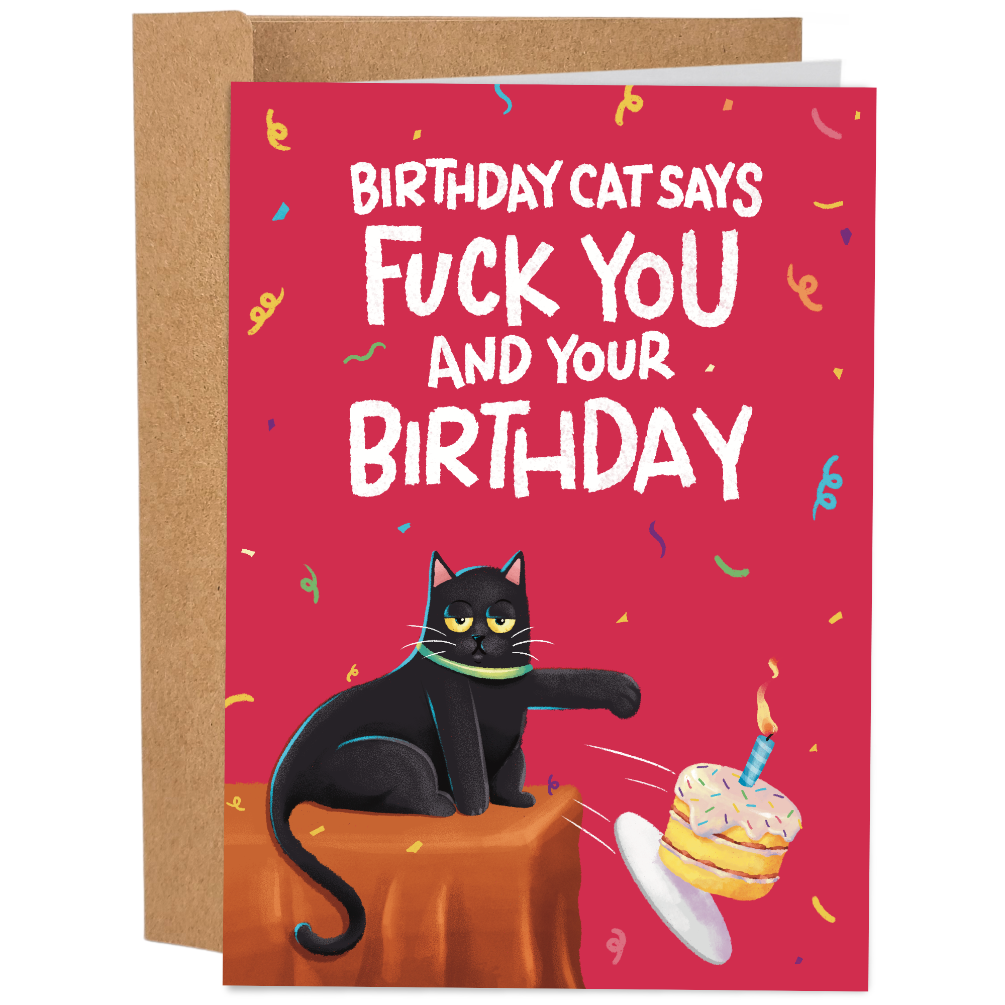 Birthday Cat Says Fuck You | Funny Birthday Card