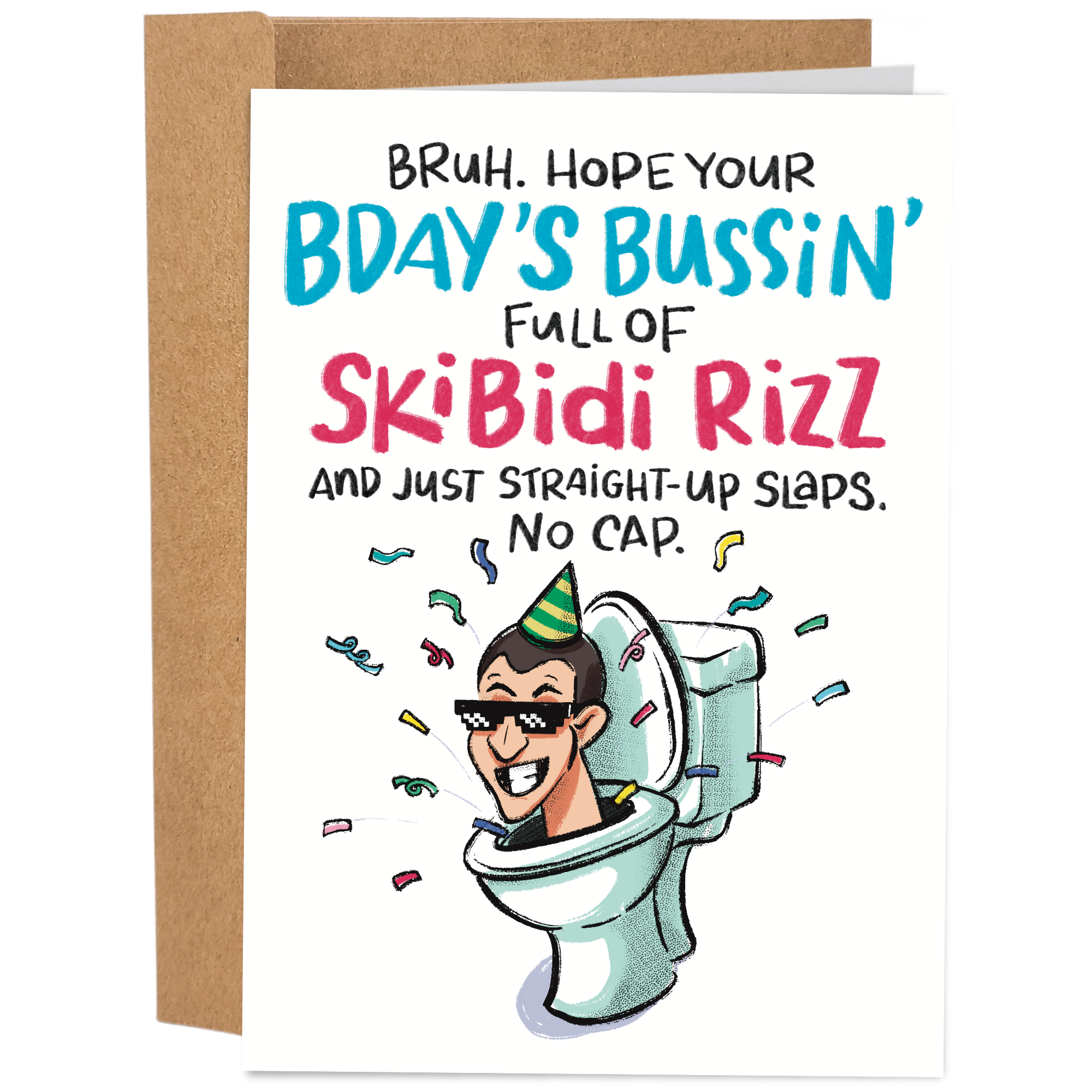 Funny Birthday Card / Skibidi Rizz - Sleazy Greetings