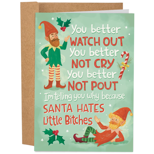 Santa Hates Little Bitches | Funny Christmas Card