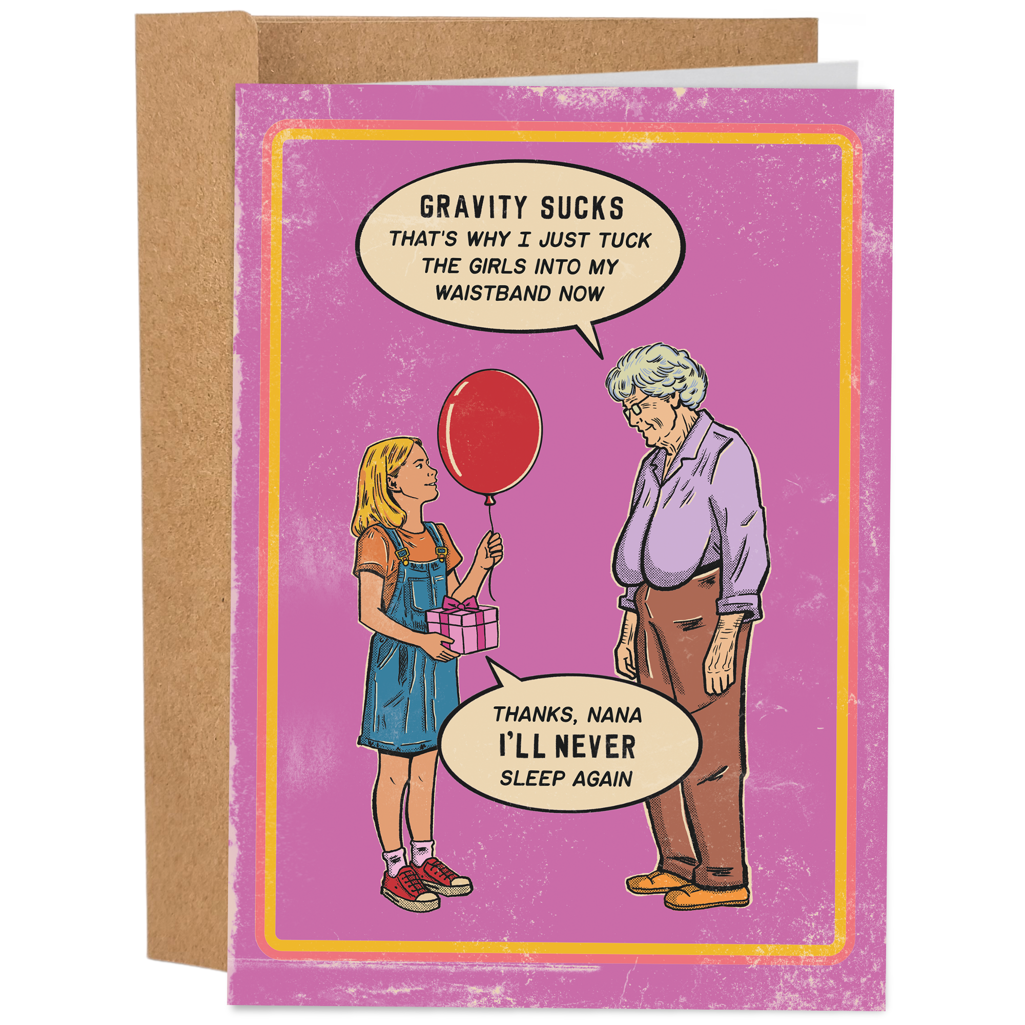 Gravity Sucks Saggy Boobs Nana - Vintage Funny Birthday Card