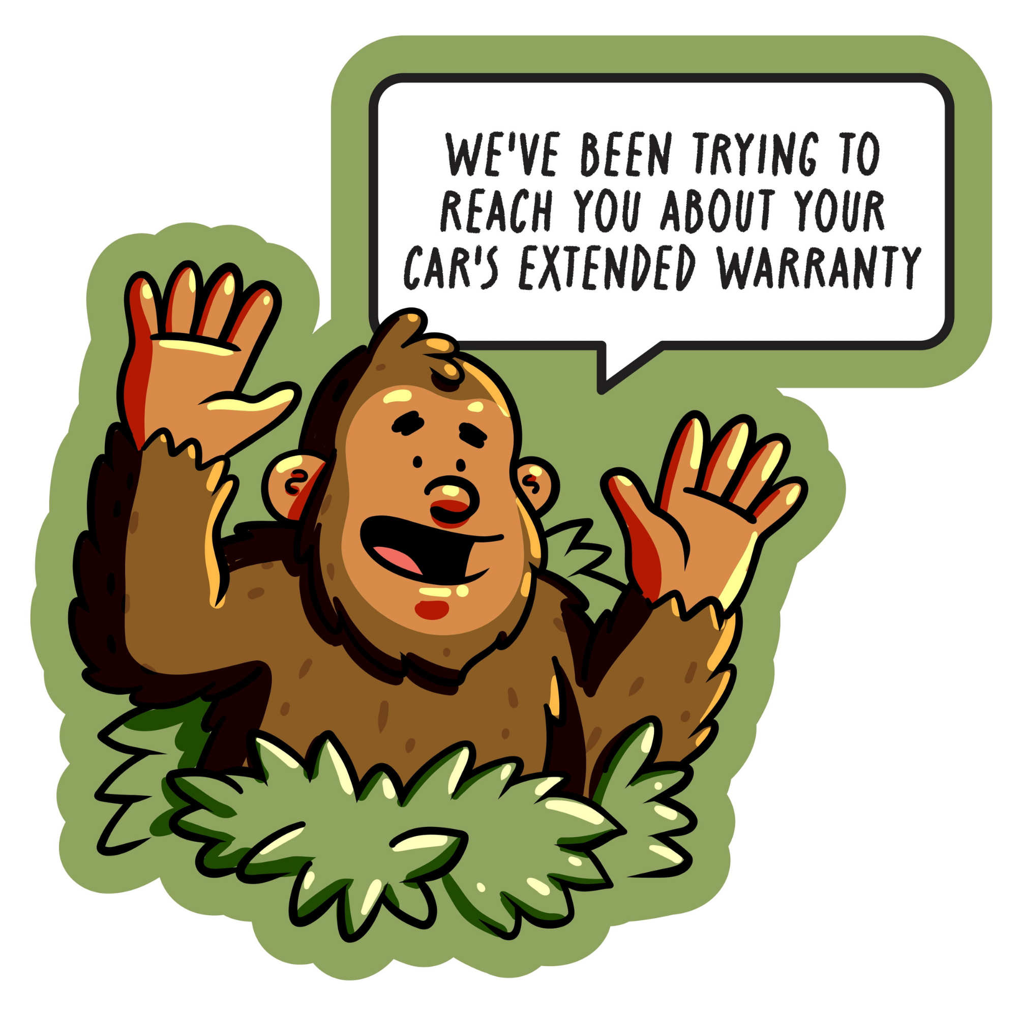 Bigfoot Car's Extended Warranty - Funny Vinyl Sticker