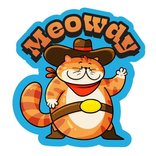 Meowdy Cowboy Cat - Funny Vinyl Sticker