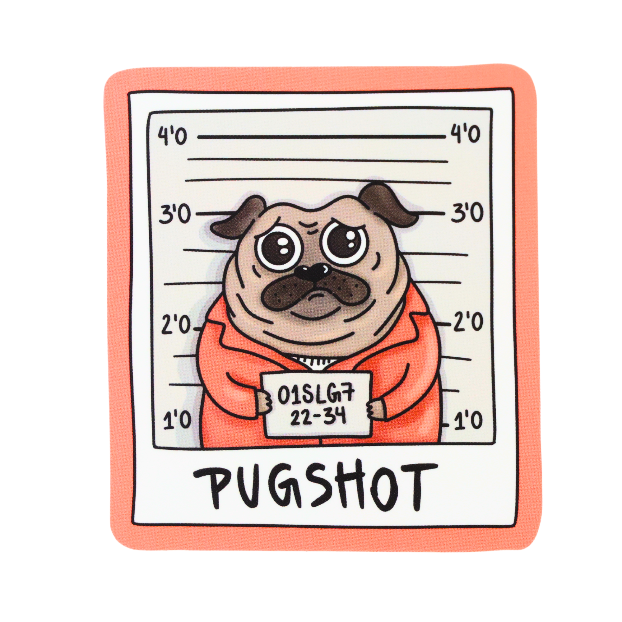 Pugshot Pug Jail - Funny Vinyl Sticker