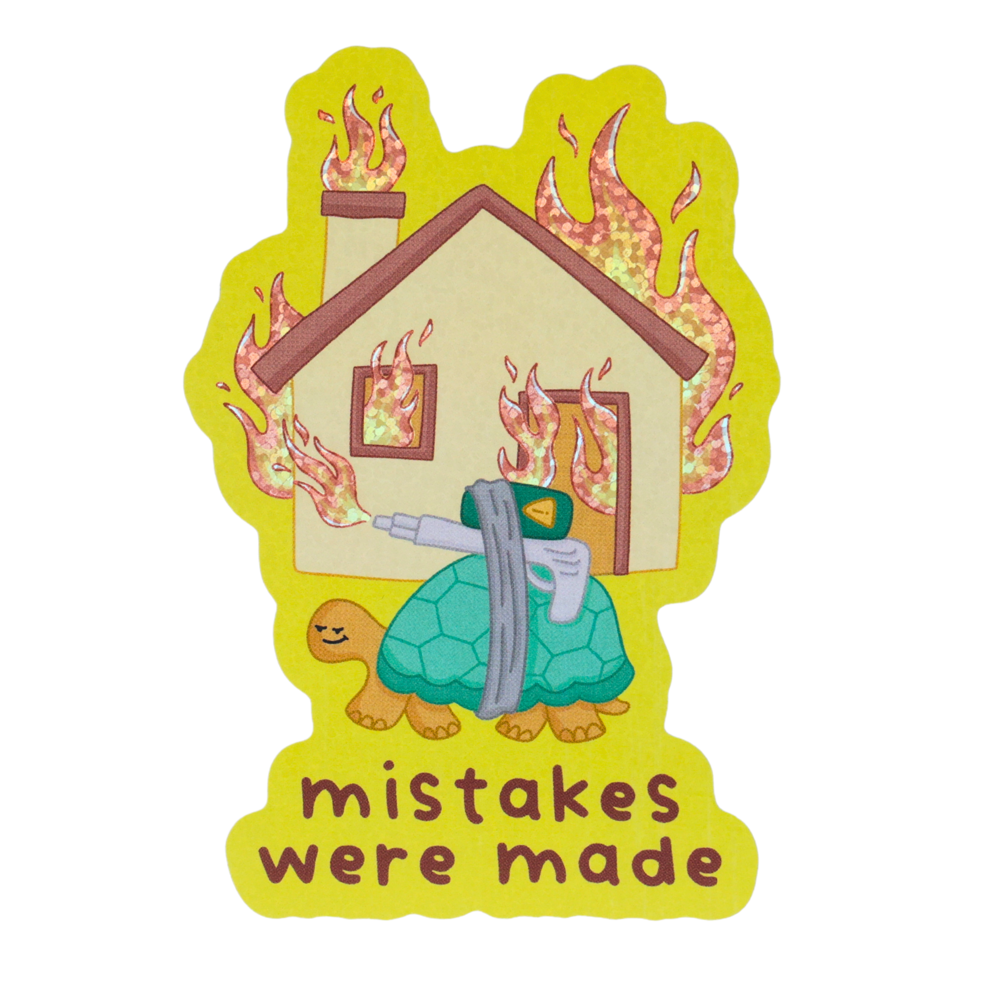 Mistakes Were Made Tortoise With Flamethrower - Funny Vinyl Sticker