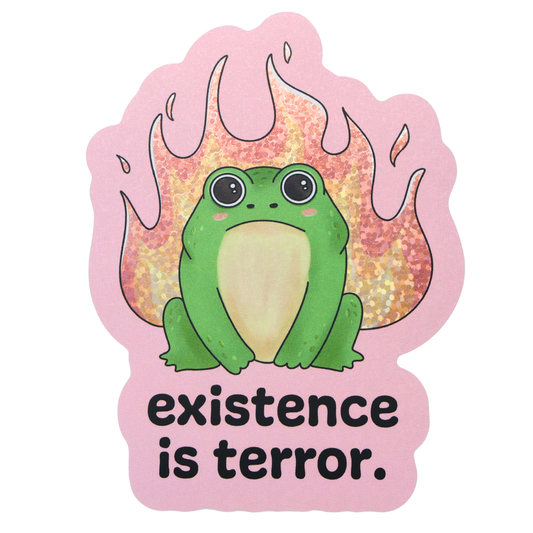 Existence Is Terror Depressed Toad - Funny Vinyl Sticker
