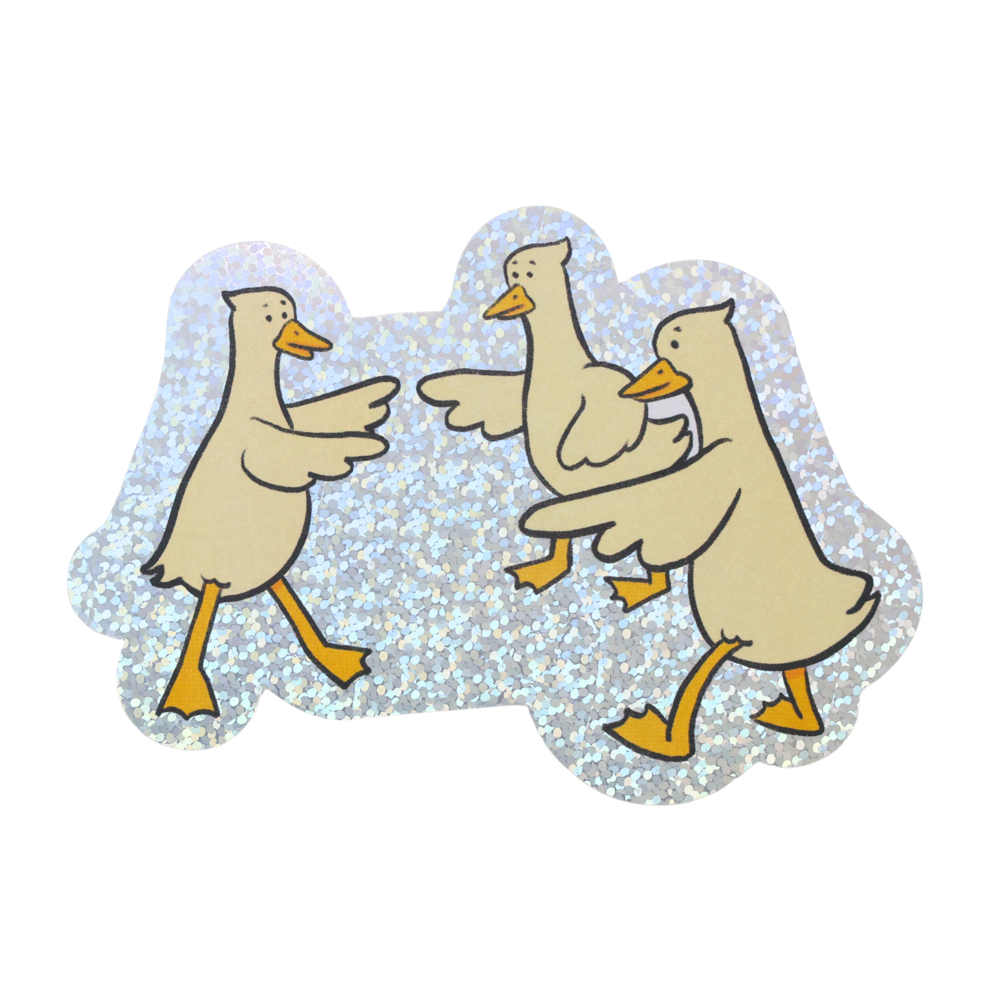 Three Silly Geese Pointing - Funny Vinyl Sticker