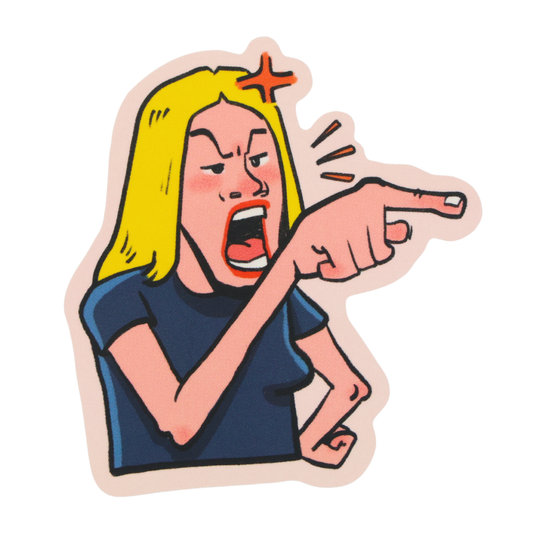 Women Pointing At Cat Yelling - Funny Vinyl Sticker