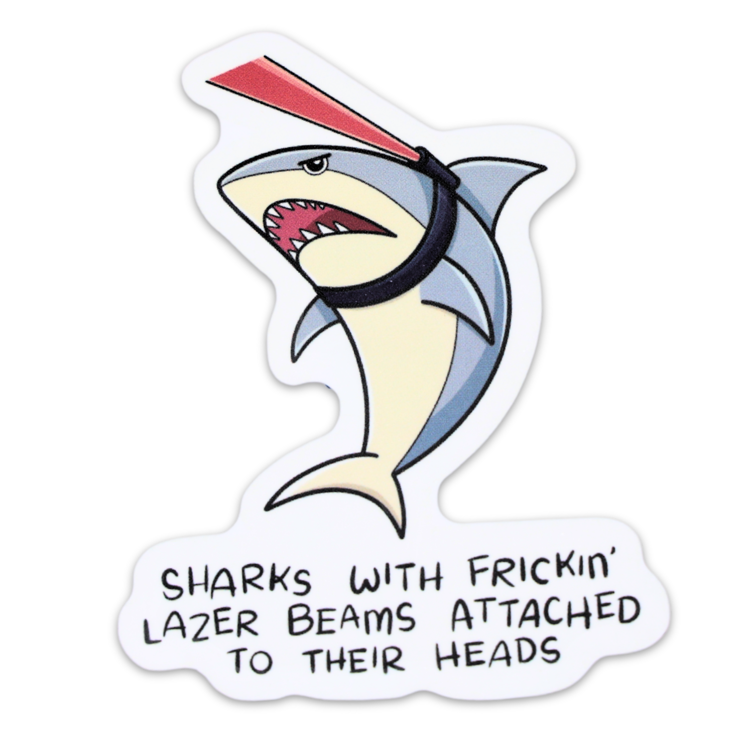 Shark With Laser Funny Vinyl Sticker