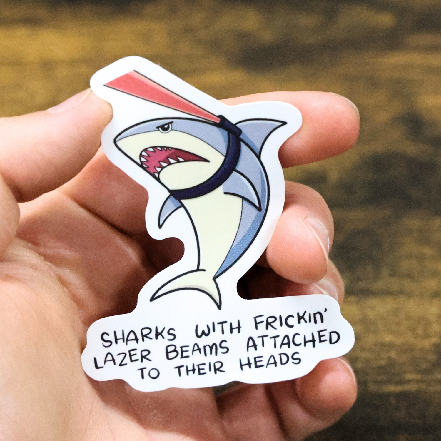 Shark With Laser Funny Vinyl Sticker