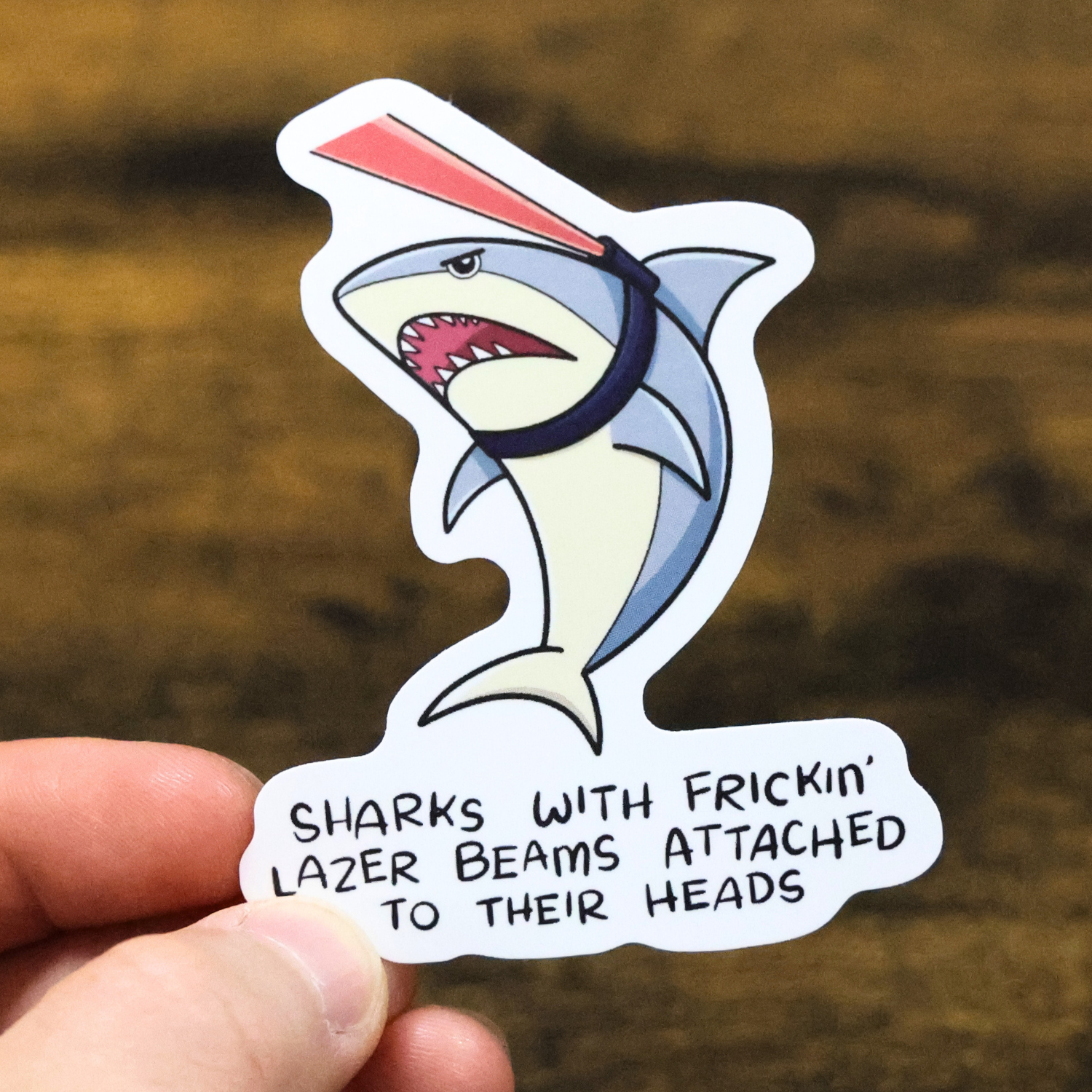 Shark With Laser Funny Vinyl Sticker