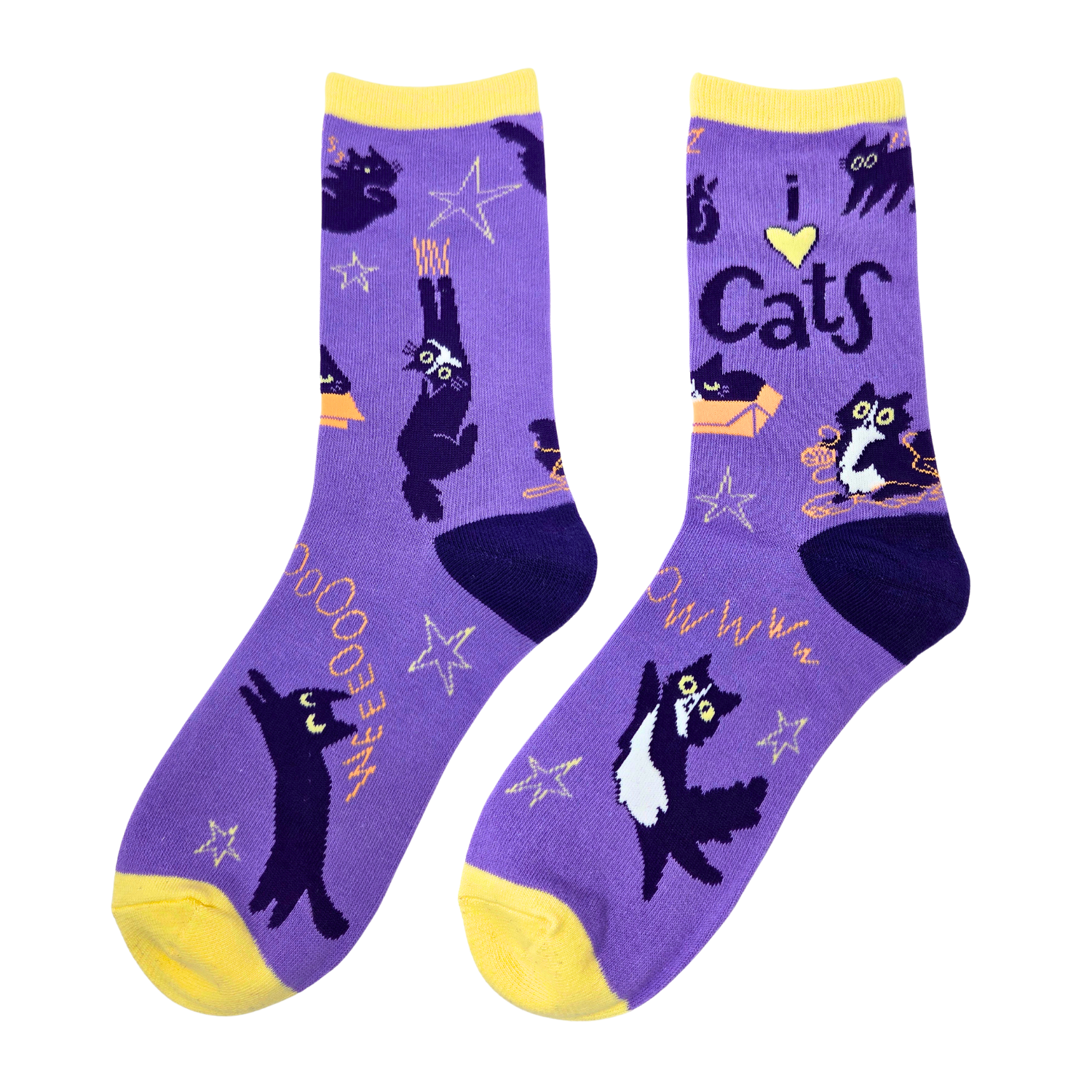 I Love Cats - Women's Funny Crew Socks