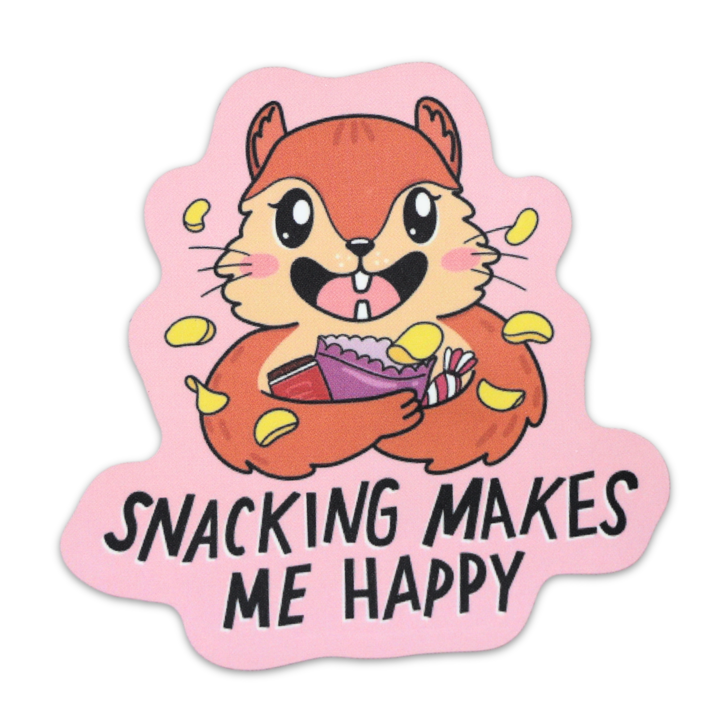 Snacking Makes Me Happy Funny Vinyl Sticker