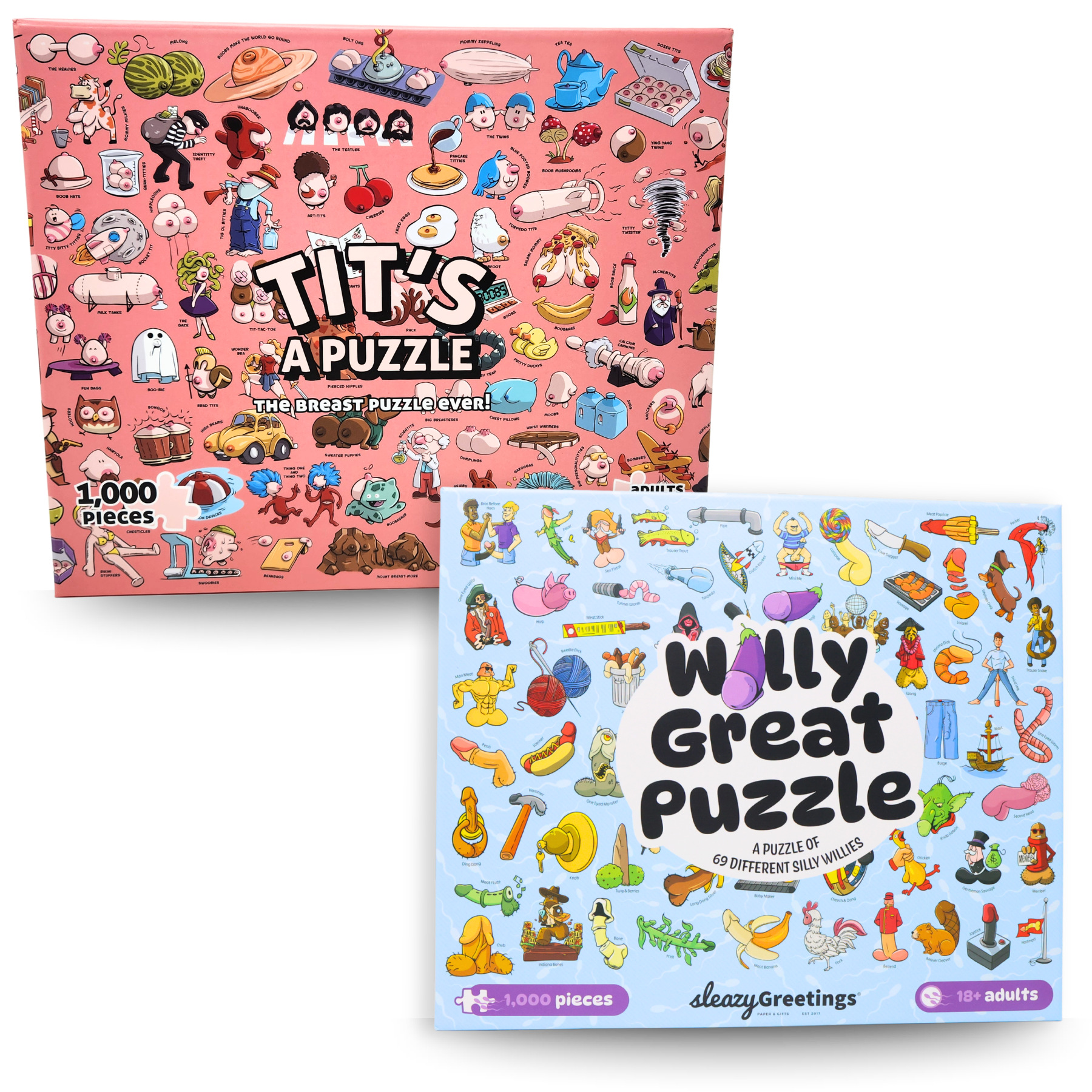 Naughty Adult Puzzle Pack – Tits & Willy 1000 Piece Set (2 Pack)