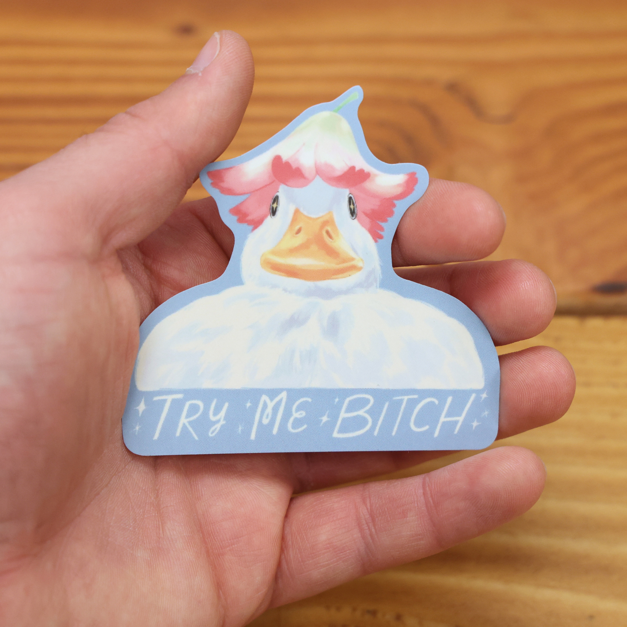 Try Me Bitch Duck Funny Vinyl Sticker