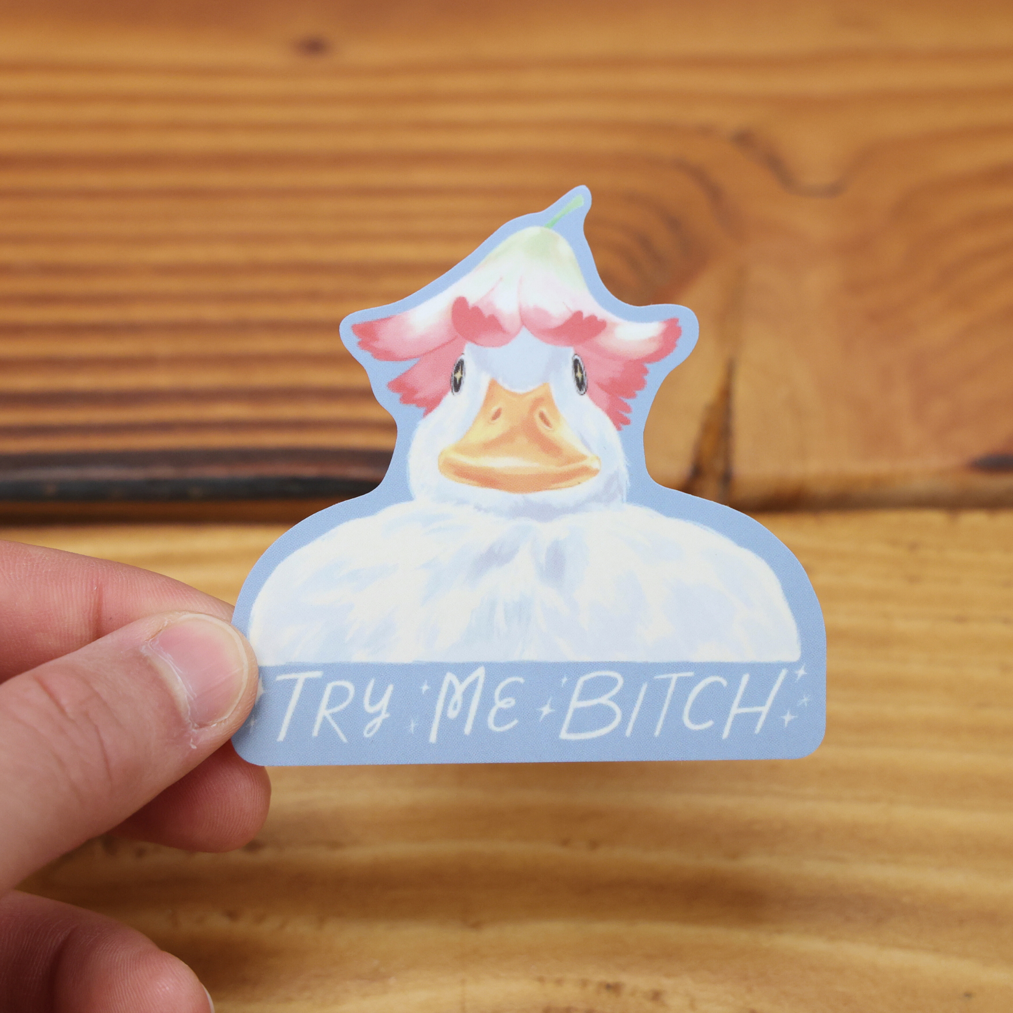 Try Me Bitch Duck Funny Vinyl Sticker