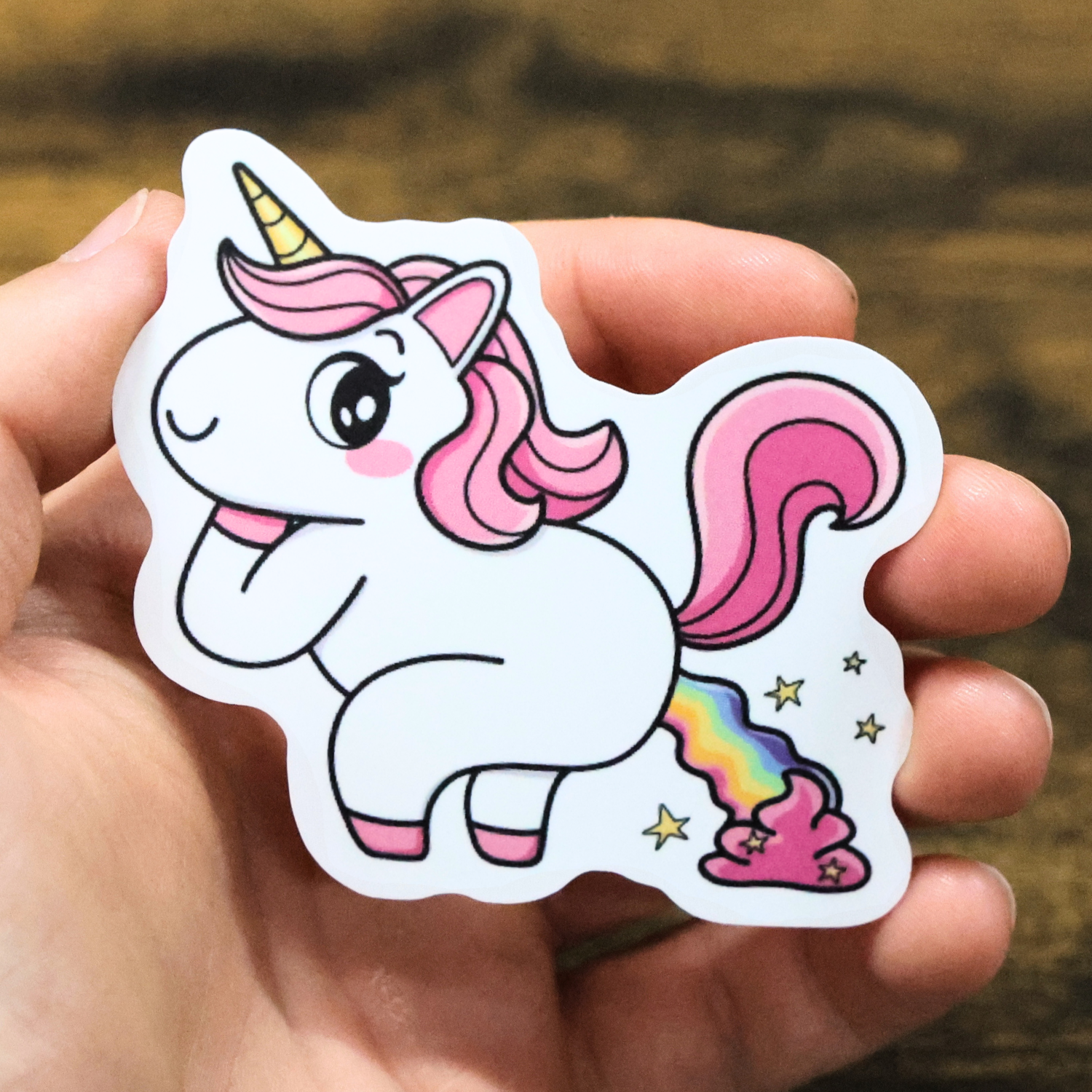 Unicorn Pooping Rainbow Funny Vinyl Sticker