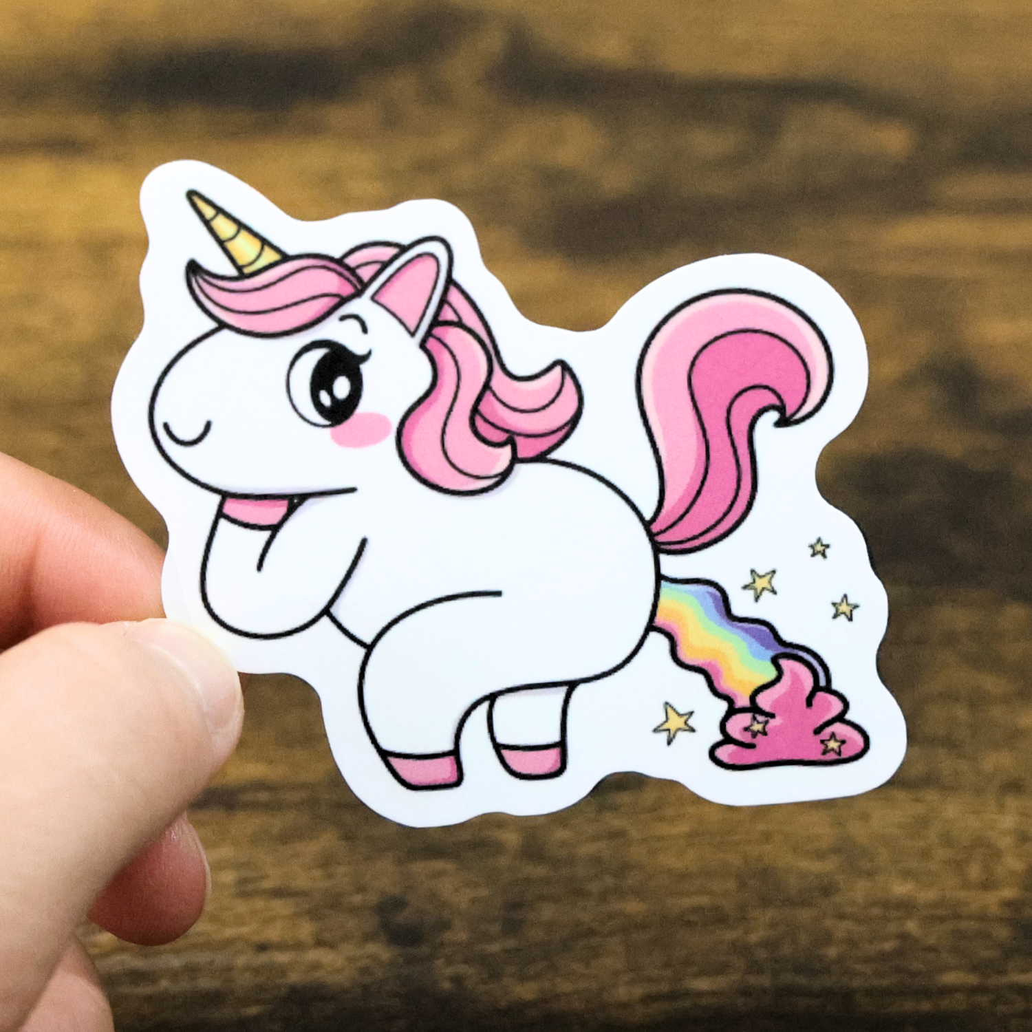 Unicorn Pooping Rainbow Funny Vinyl Sticker