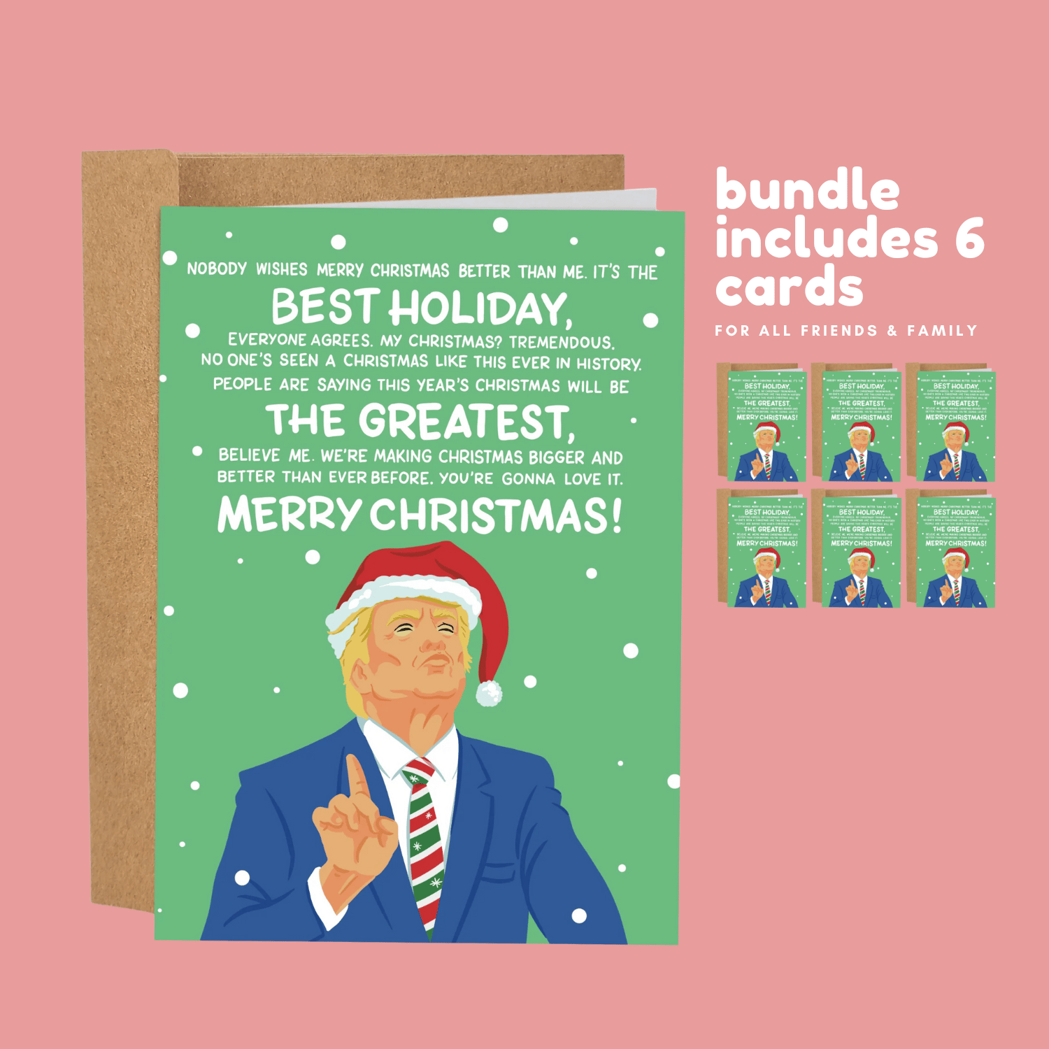 The Greatest Christmas Trump | Funny Christmas Card | Funny Christmas Card Bundle Set of 6